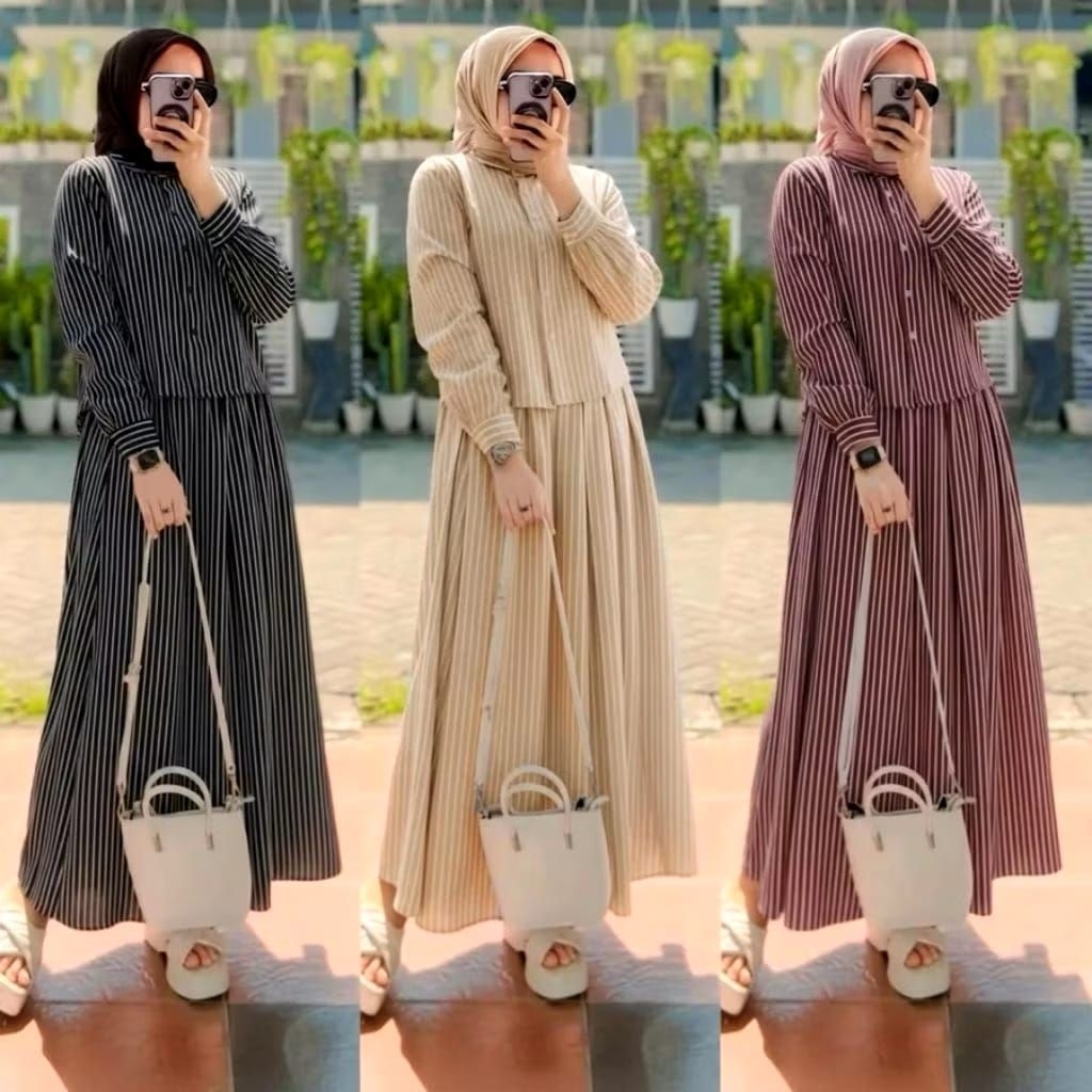 ONE SET_KEMEJA_ROK_SALUR_KATUN KEKINIAN