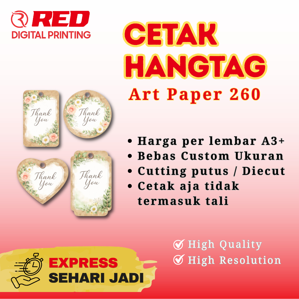 Cetak Hangtag Custom / Label Merk / Hampers / Ultah