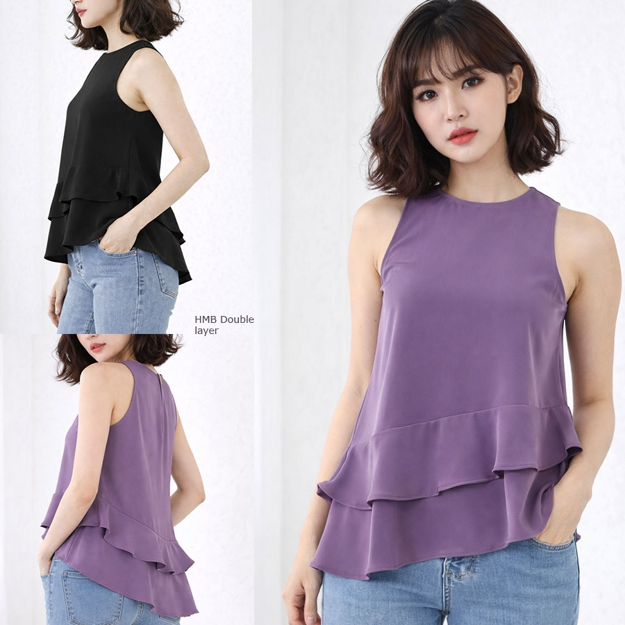 HM Double Lilac Top Baju Atasan Blouse Wanita