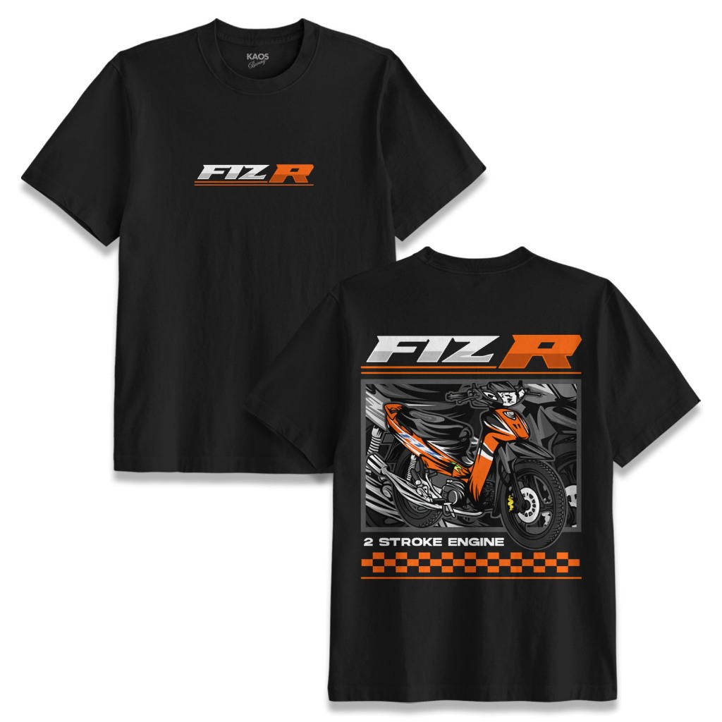 Kaos FIZ R Katun Combed Pria Wanita Distro Hitam - KSI