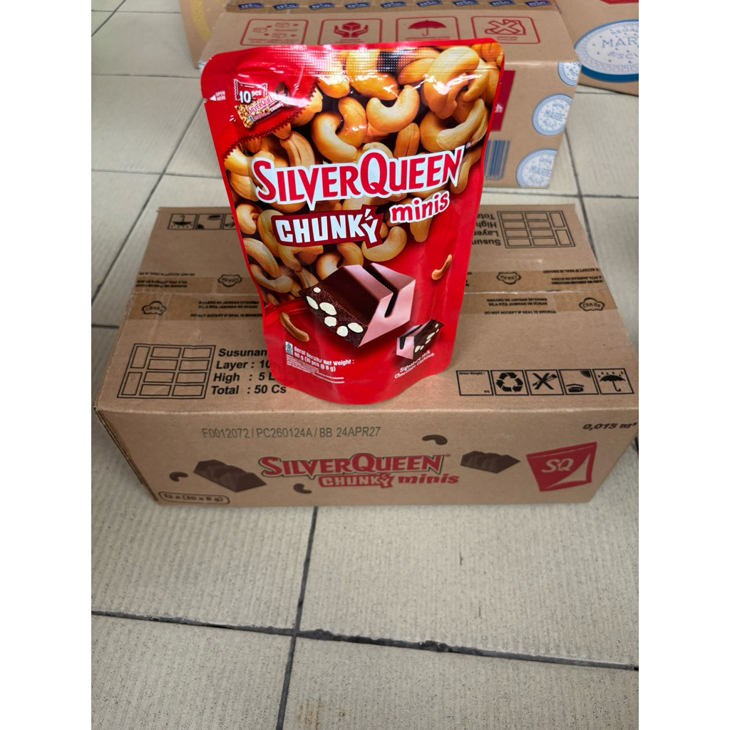 1 karton isi 12pcs cokelat silverqueen chunky minis pouch murah berkualitas