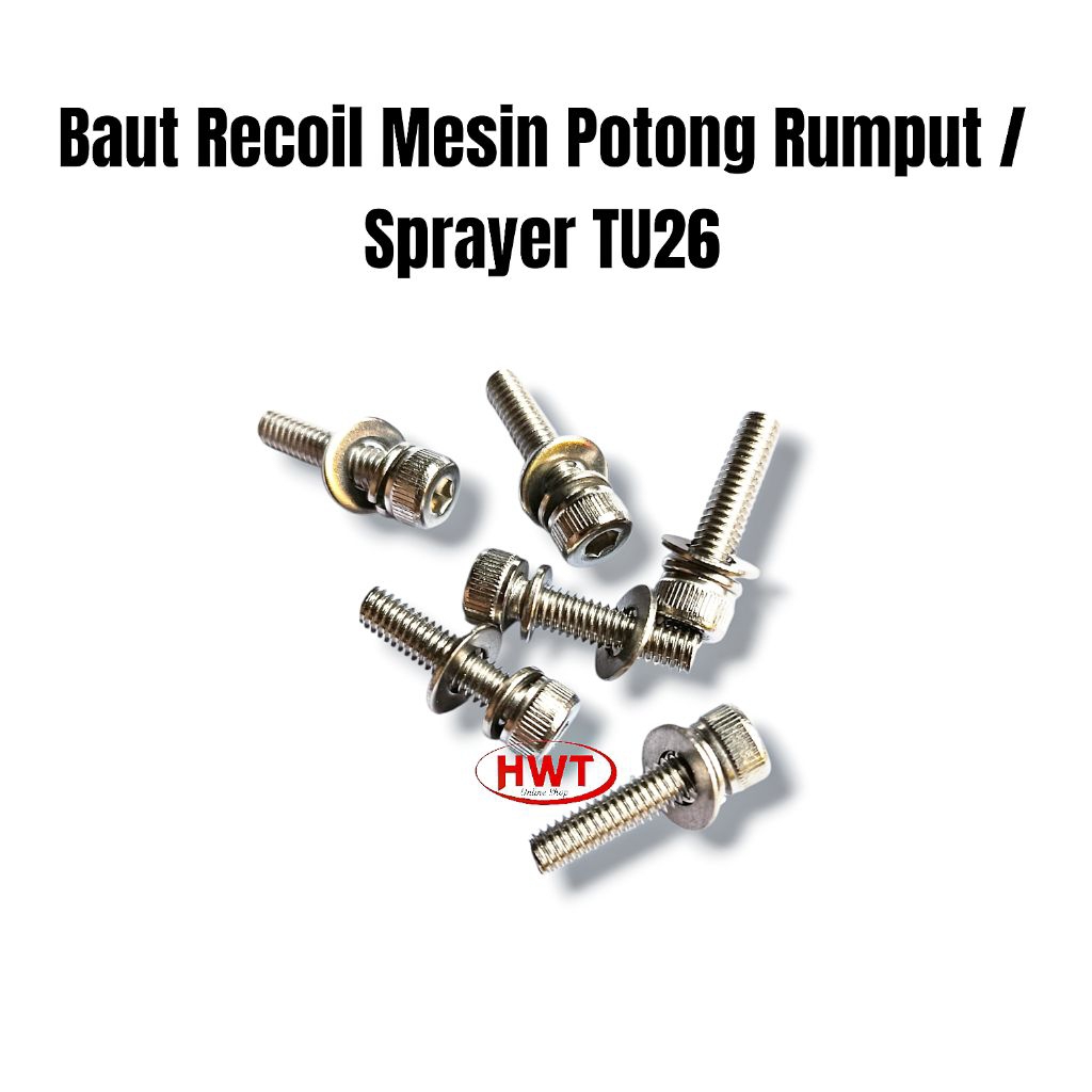 Baut Recoil Starter Kap Engkol Mesin Potong Rumput 2Tak 328 Mesin Sprayer TU26 3WZ4 Baut L 6pcs