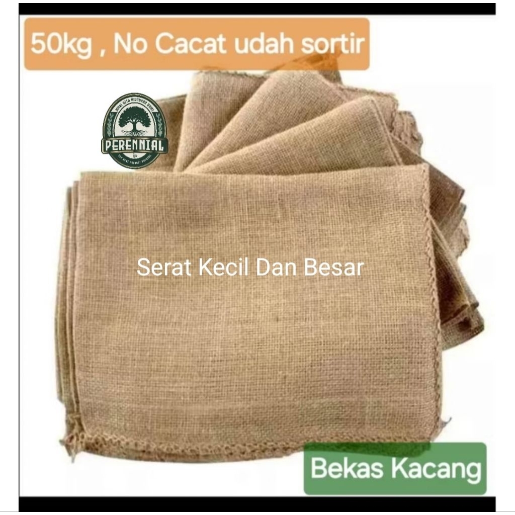 Karung Goni Bekas Kacang / Bagus Bersih Tidak Bolong / Karung Goni / Rami/ Kain Burlap / Kain Goni /