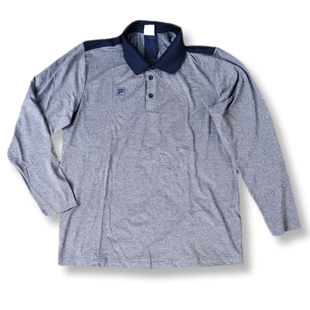 F1L4 GRAY RUGBY POLO LONG SLEEVE | KAOS LENGAN PANJANG | MNZA