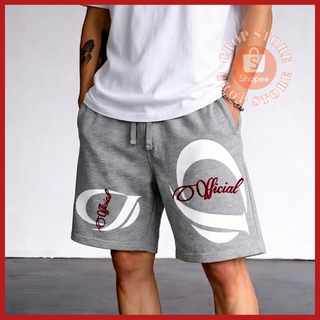 Celana Pendek Casual Pria Bigsize POLYFLEECE Motif CJ S-5XL Santai Bahan tebal kekinian