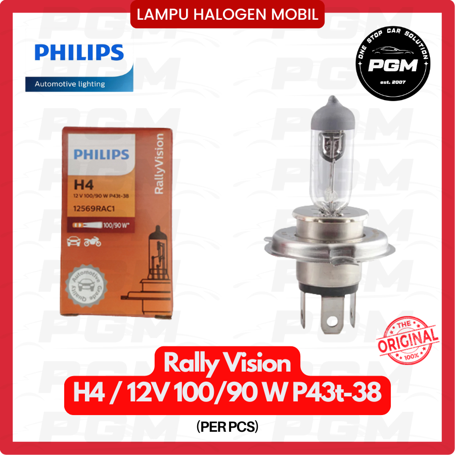 Lampu Mobil Philips Rally Vision H4 12V 100/90 W