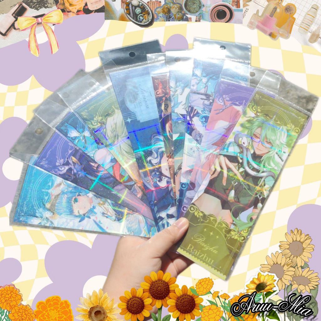 Pembatas Buku Ticket Bookmark Tipis Hologram Tipis Genshin Impact Nahida Furina Ayato Ayaka Raiden S