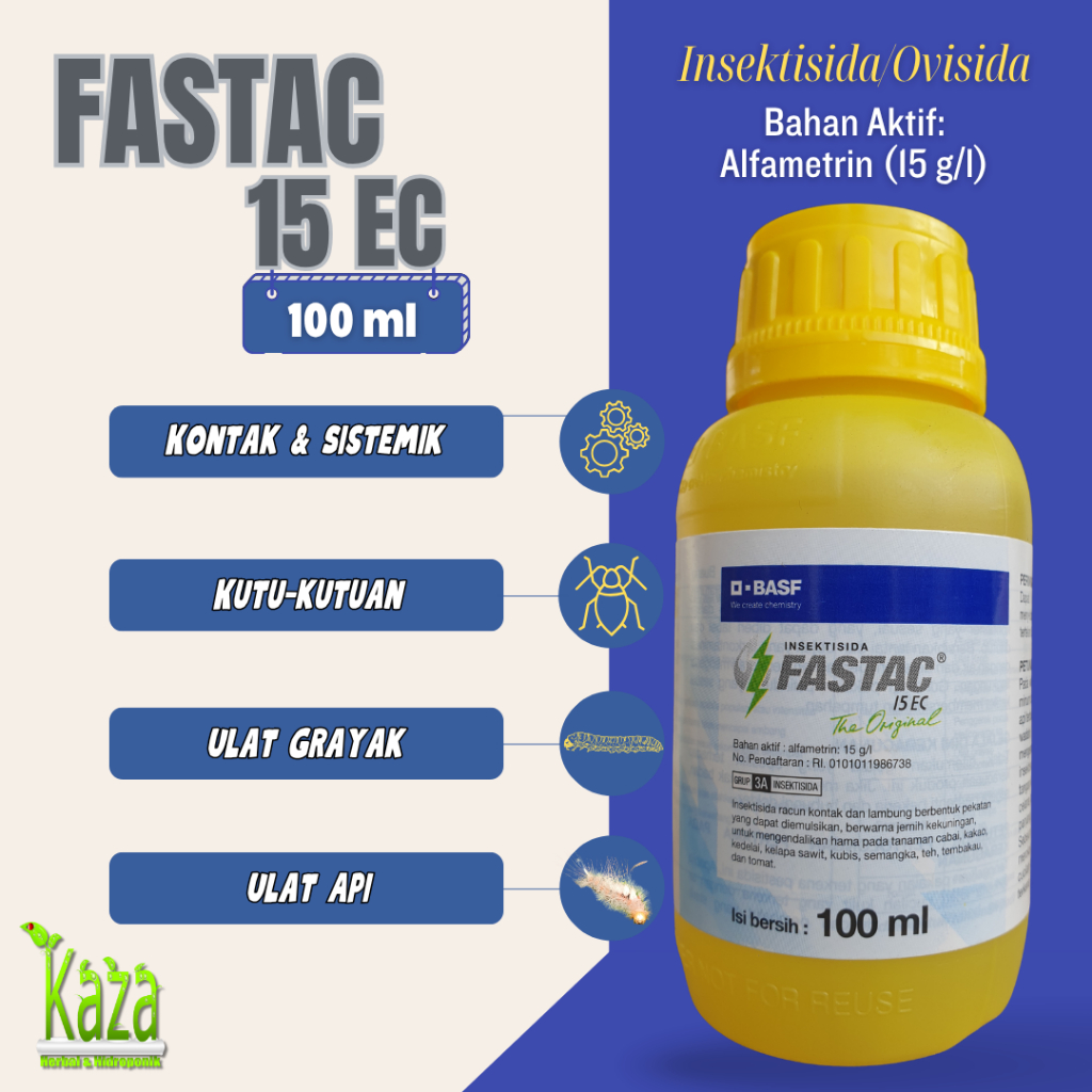 Insektisida Fastac 15EC 100 ml - BASF Alfametrin Ovisida Kumbang Ulat Api Kutu Thrips Grayak Lalat B