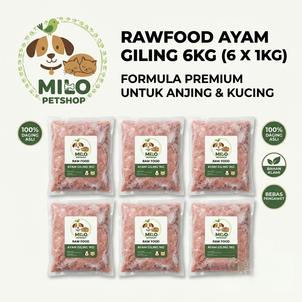 Daging Ayam Giling Paket Daging Ayam Giling Beku untuk Kucing dan Anjing 6 kg Giling 6 Kg - Raw Food
