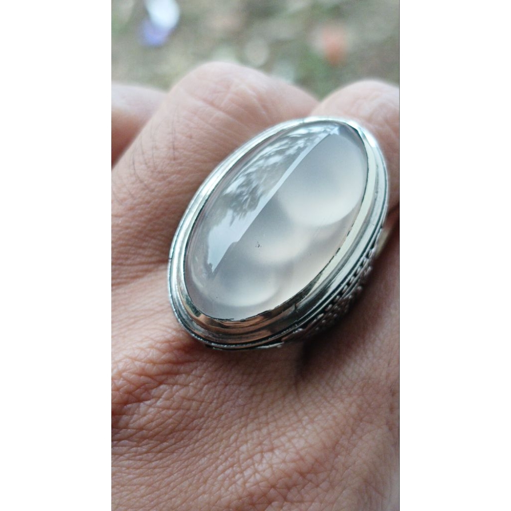 cincin batu pandan sisik arwana putih