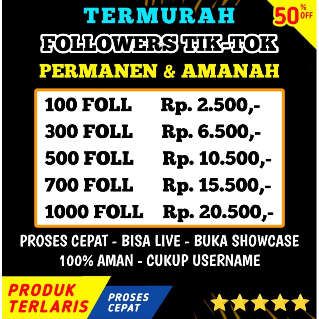 Followers TikTok Permanen Akun Asli Bisa Live