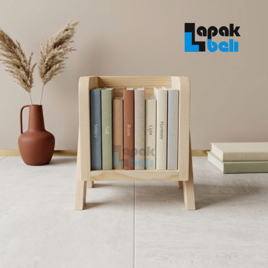 Rak Buku Kayu Minimalis Estetik / Tempat Buku Kayu Aesthetic