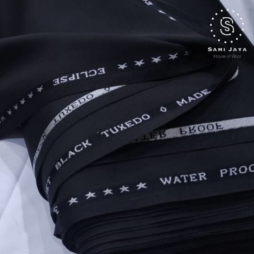 Kain bahan jas/celana super jet black wool hitam pekat kain meteran
