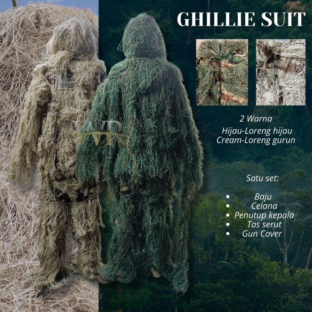 Ghillie Suit Kamuflase/Pakaian Penyamaran/Ghillie Suit Tactical