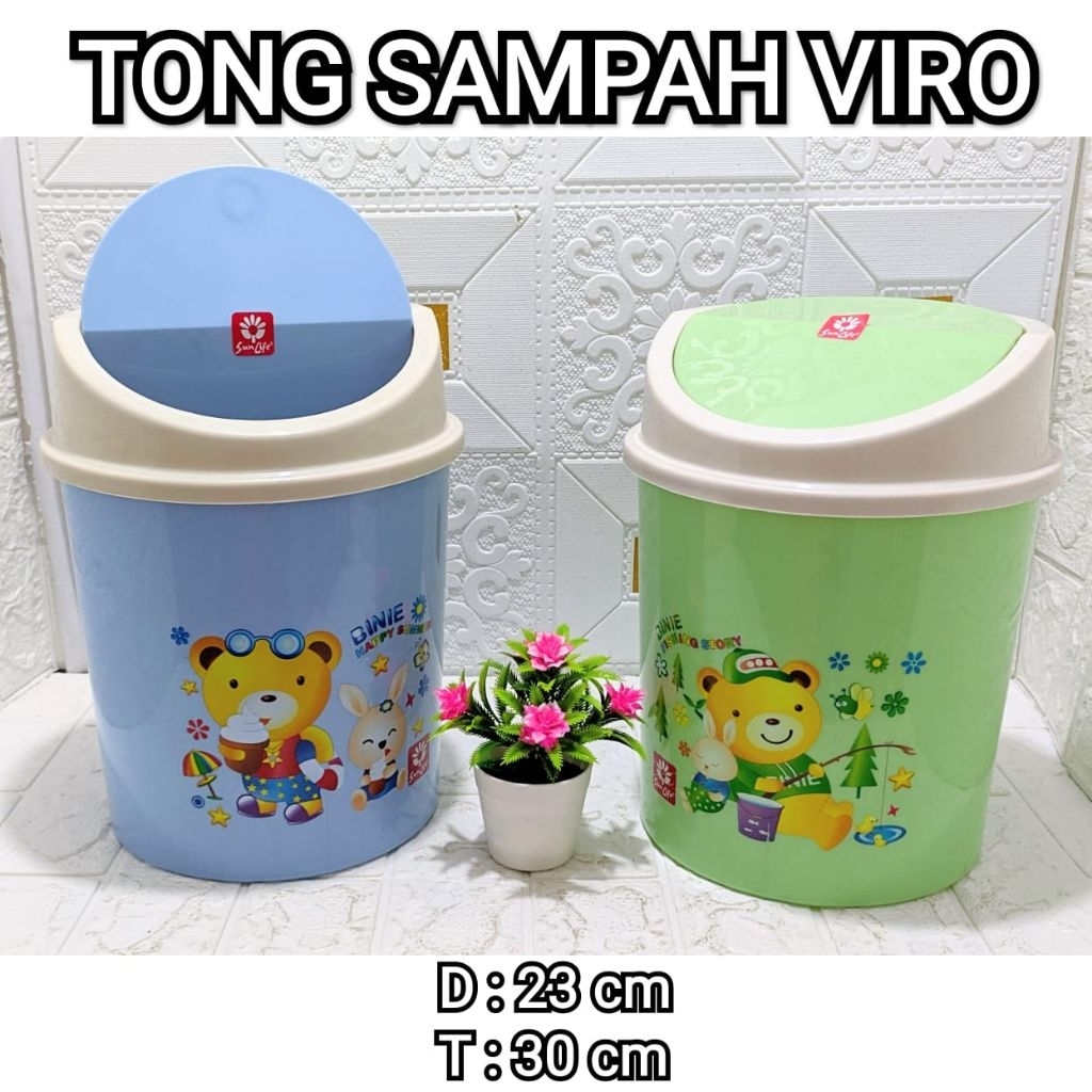 Tong Sampah Karakter Viro - Tempat Sampah Tutup Goyang Plastik Lucu