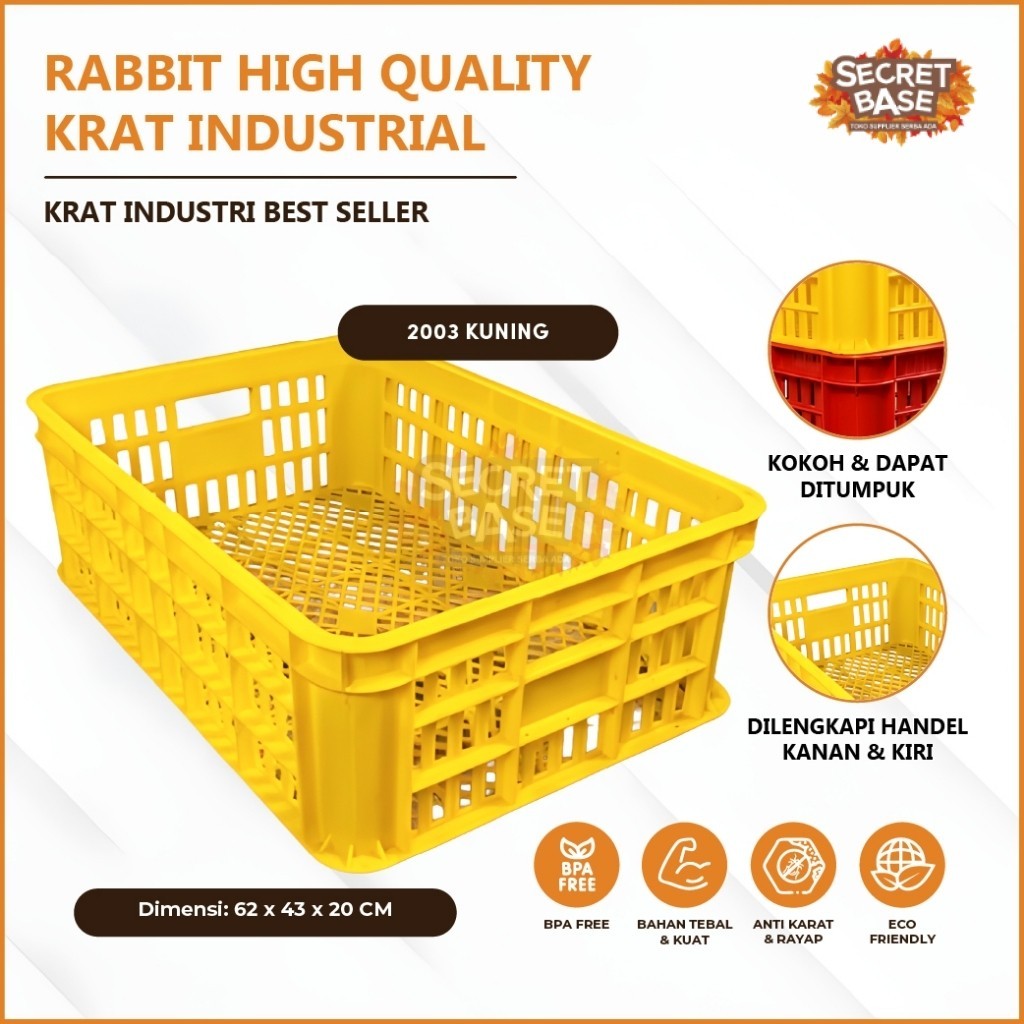 RABBIT HIGH QUALITY KRAT INDUSTRIAL 2003 - Keranjang Serbaguna / Krat Industri Tebal