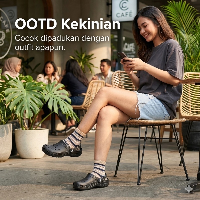 big promo [cod] original sandal crocs classic unisex clog - hitam