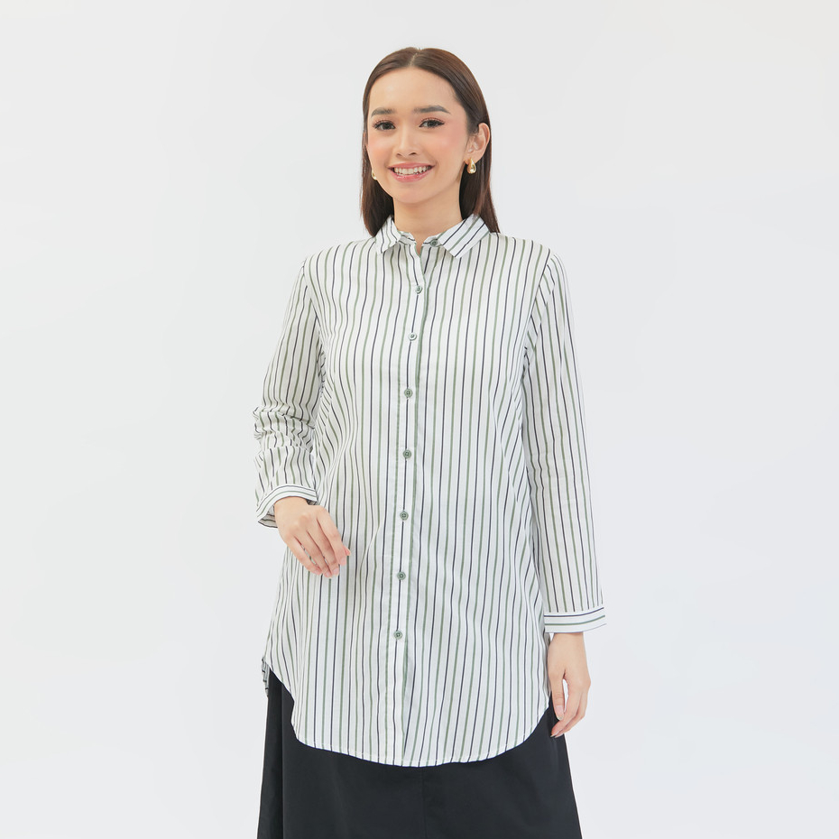 Geela Official - Sadiya Green Stripe Tunic (G.1759) | Tunik Wanita