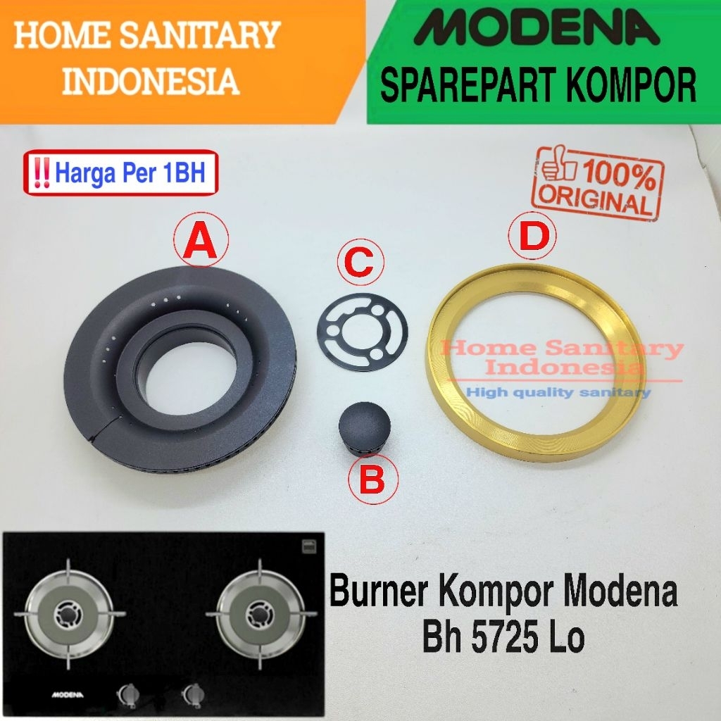 HSI | Sparepart MODENA Bh 5725 lo/ BH5725 Lo, Dh 7201, Dh 9301 Burner Kompor Tanam Modena Domo Origi