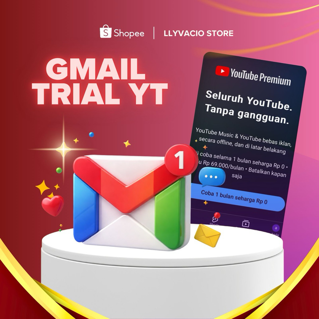 AKUN GMAIL TRIAL YT FRESH DAN BEKAS  | AMAN LOGIN | READY PAKAI | GARANSI GAGAL LOGIN / TIDAK ADA TR