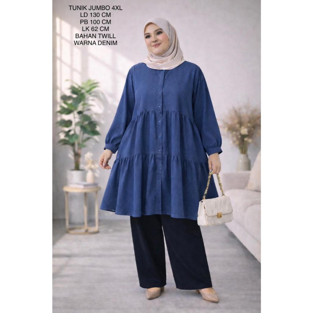 Tunik Jumbo Ld 130 Cm Model Susun Warna Polos Kekinian - Arra Tunik