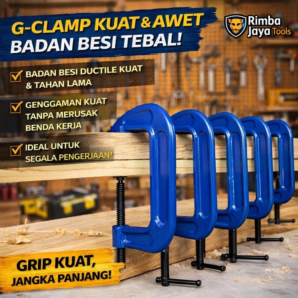 Klem C 3" Inch 4" Inch 5" Inch Klem G Penjepit Catok Kayu Serbaguna Kualitas Premium