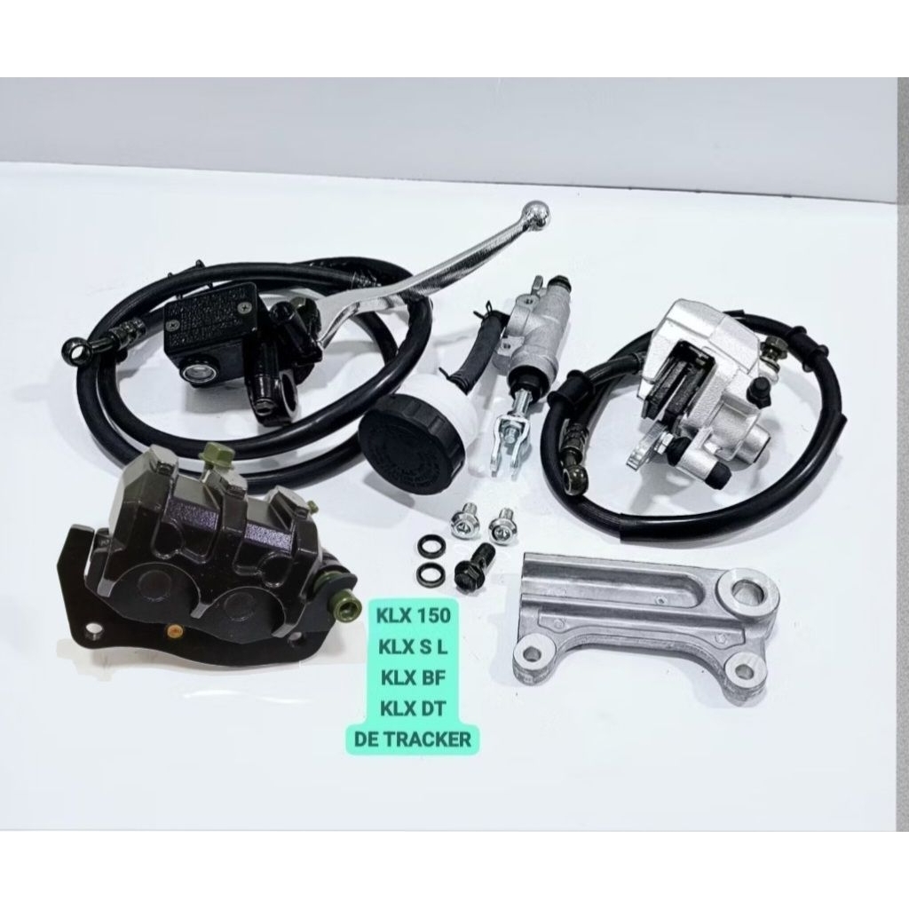 KALIPER DEPAN BELAKANG KLX 150 KLX S L KLX BF KLX DT DE TRACKER TREKER SET KAMPAS BREKET SELANG REM 