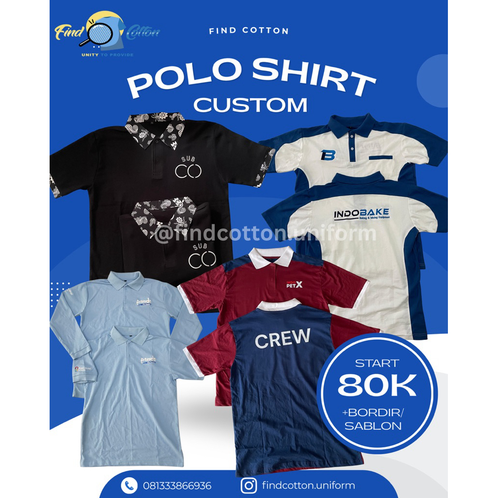POLO SHIRT CUSTOM LOGO | Kaos Kerah Custom Bordir Sablon | Seragam Kerja Komunitas Event