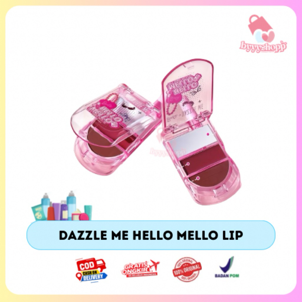 DAZZLE ME Hello Mello Lip & Cheek Palette 2in1 Multi fungsi Perona Pipi Blush Dan Bibir Matte and Gl