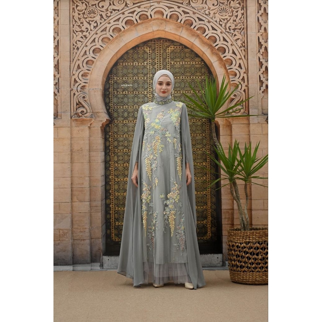 SOLEMIO MAXIDRESS / TERUSAN PANJANG / GAUN PESTA / GAMIS / BAJU MUSLIM MEWAH TILLE BORDIR IMPORT