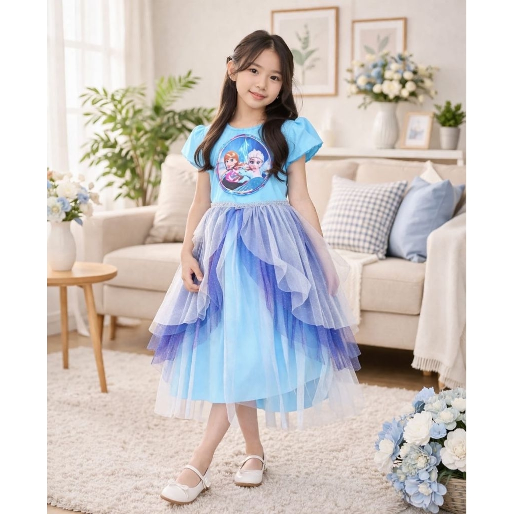 Dress anak / frozen / gaun frozen perempuan