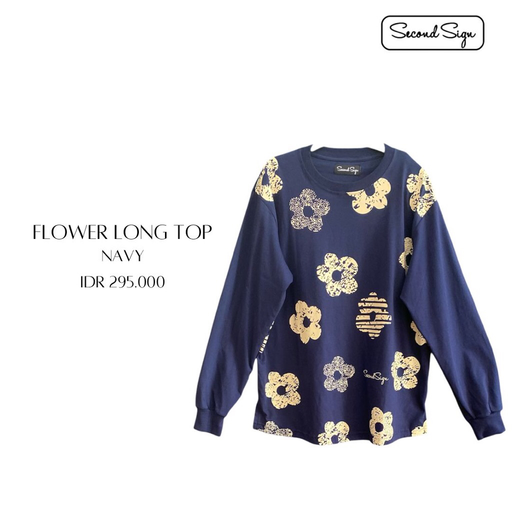 Skyshop Hijab Flower Long Top Series Terbaru By SecondSign Bahan cotton combed