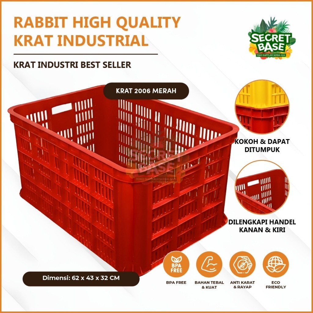 RABBIT HIGH QUALITY KRAT INDUSTRIAL 2006 - Keranjang Serbaguna / Krat Industri Tebal