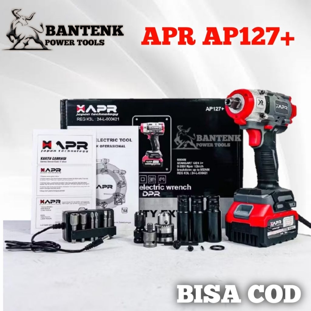 MESIN PEMBUKA BAUT CVT RODA MOTOR MOBIL IMPACT WRENCH APR AP127+ UP TORSI 850Nm MESIN IMPEK APR