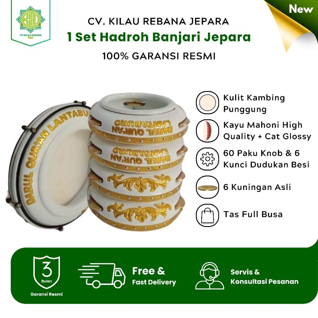 Hadroh Banjari 1 Set Jepara Premium Kayu Mahoni Super Bergaransi dan Berkualitas