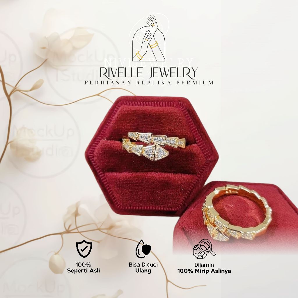Cincin Wanita Model Pita Berlian Elegan Set Ring Fashion Jewelry Premium Mewah Terbaru