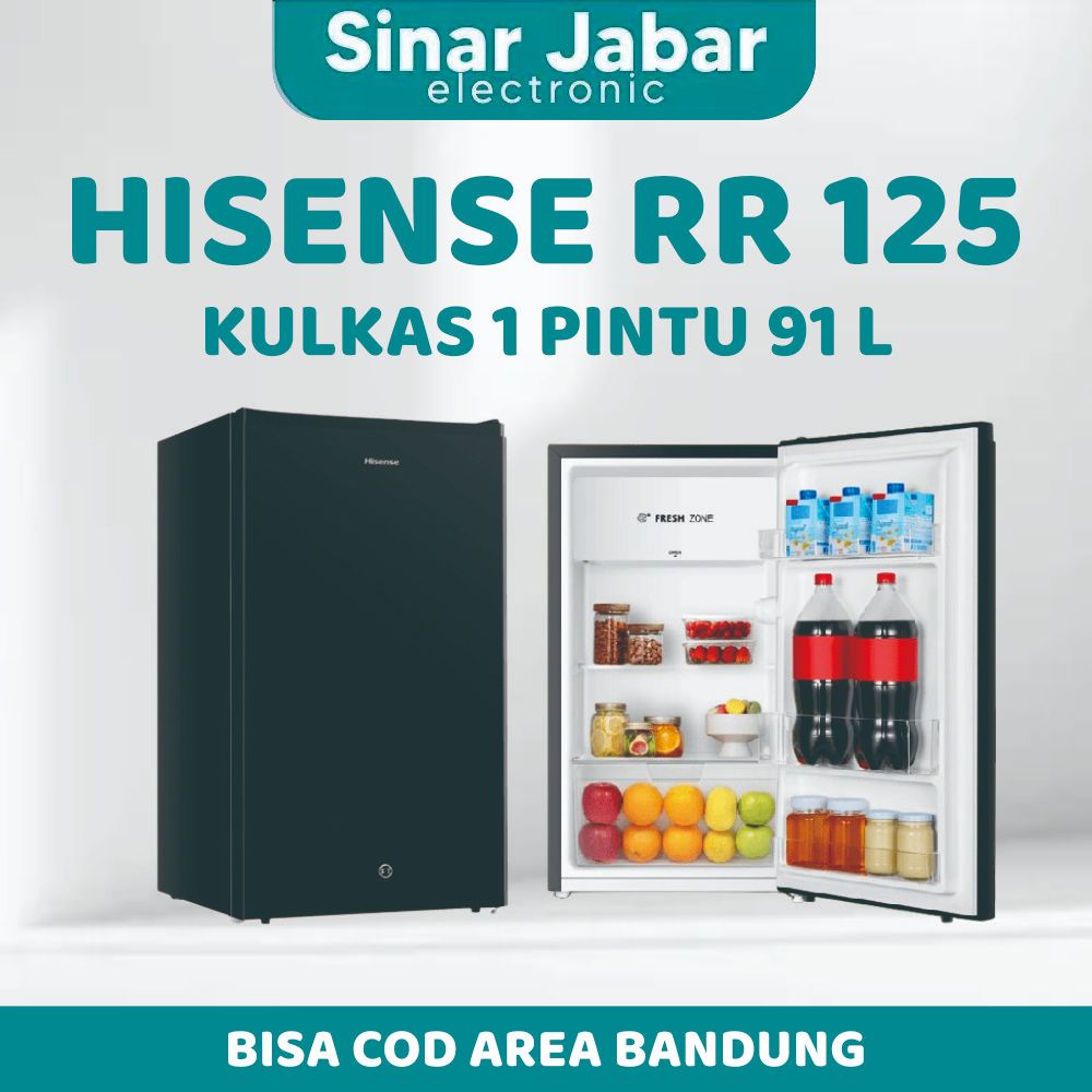 Kulkas 1 Pintu HISENSE RR125D41BN 91 Liter Semi defrost Lampu LED