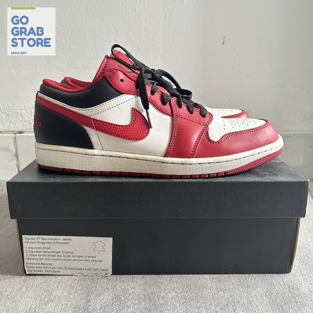 Air Jordan 1 Low Reverse Black Toe Bulls Size 10.5 44.5 28.5 Cm AJ 1 Original