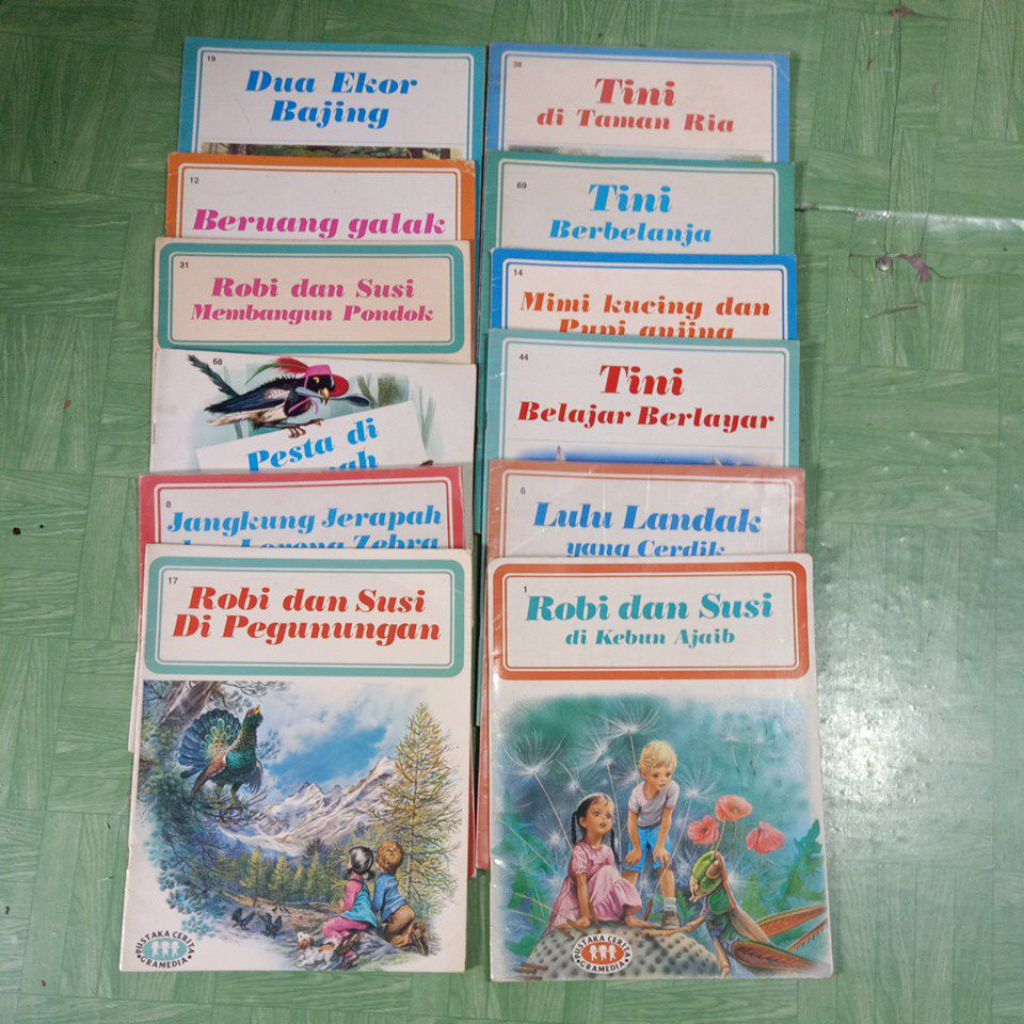 buku anak klasik / langka Pustaka Cerita,yg berjudul,ROBI DAN SUSI,BERUANG GALAK,LULU LANDAK,TINI,MI