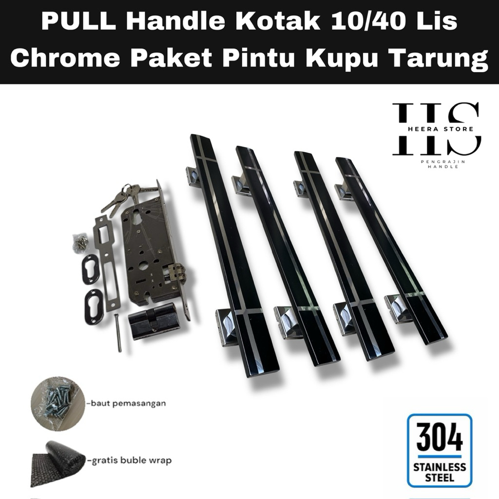 paket handle pintu rumah kupu tarung plus body kunci / gagang pintu rumah kupu tarung model kotak si