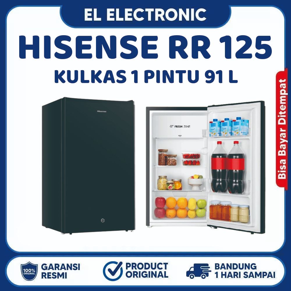 Kulkas 1 Pintu HISENSE RR125D41BN 91 Liter Semi defrost Lampu LED