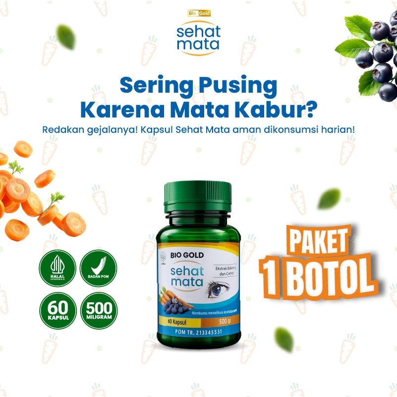 Bio Gold - Kapsul Sehat Mata Ekstrak Bilberry Wortel Obat Vitamin Mata Minus Plus Silinder Katarak i