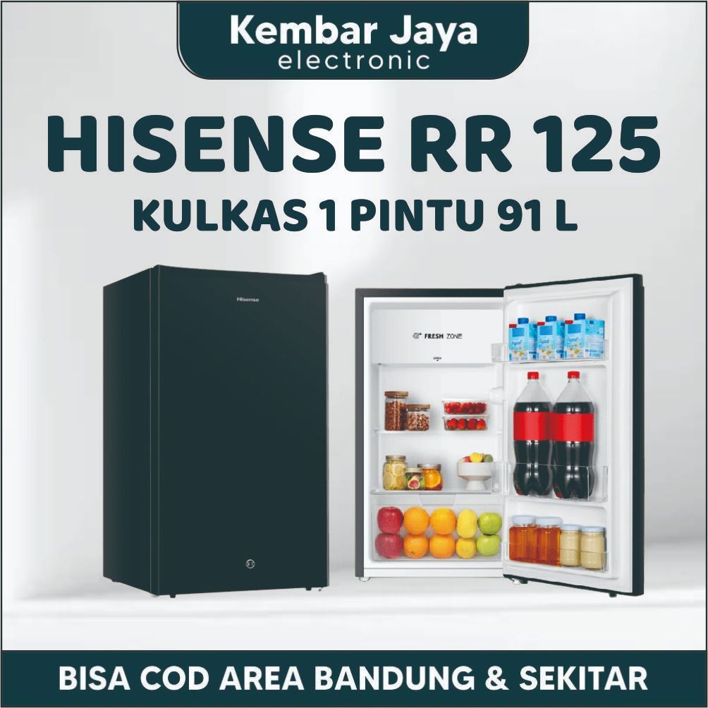 Kulkas 1 Pintu HISENSE RR125D41BN 91 Liter Semi defrost Lampu LED