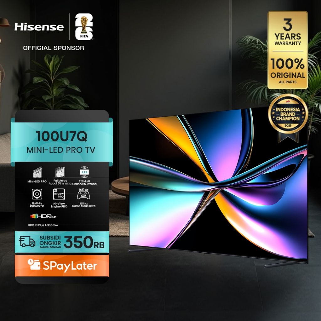 (BELI TV GRATIS TV) Hisense TV 100U7Q Vidaa Smart TV ULED MiniLED Pro 100 inch Hi View AI Engine Pro