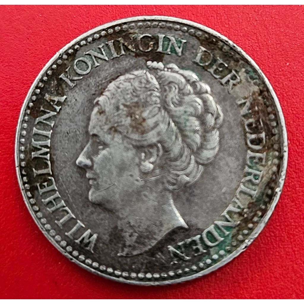 Koin Perak ½ Gulden 1930 Wilhelmina (VF)
