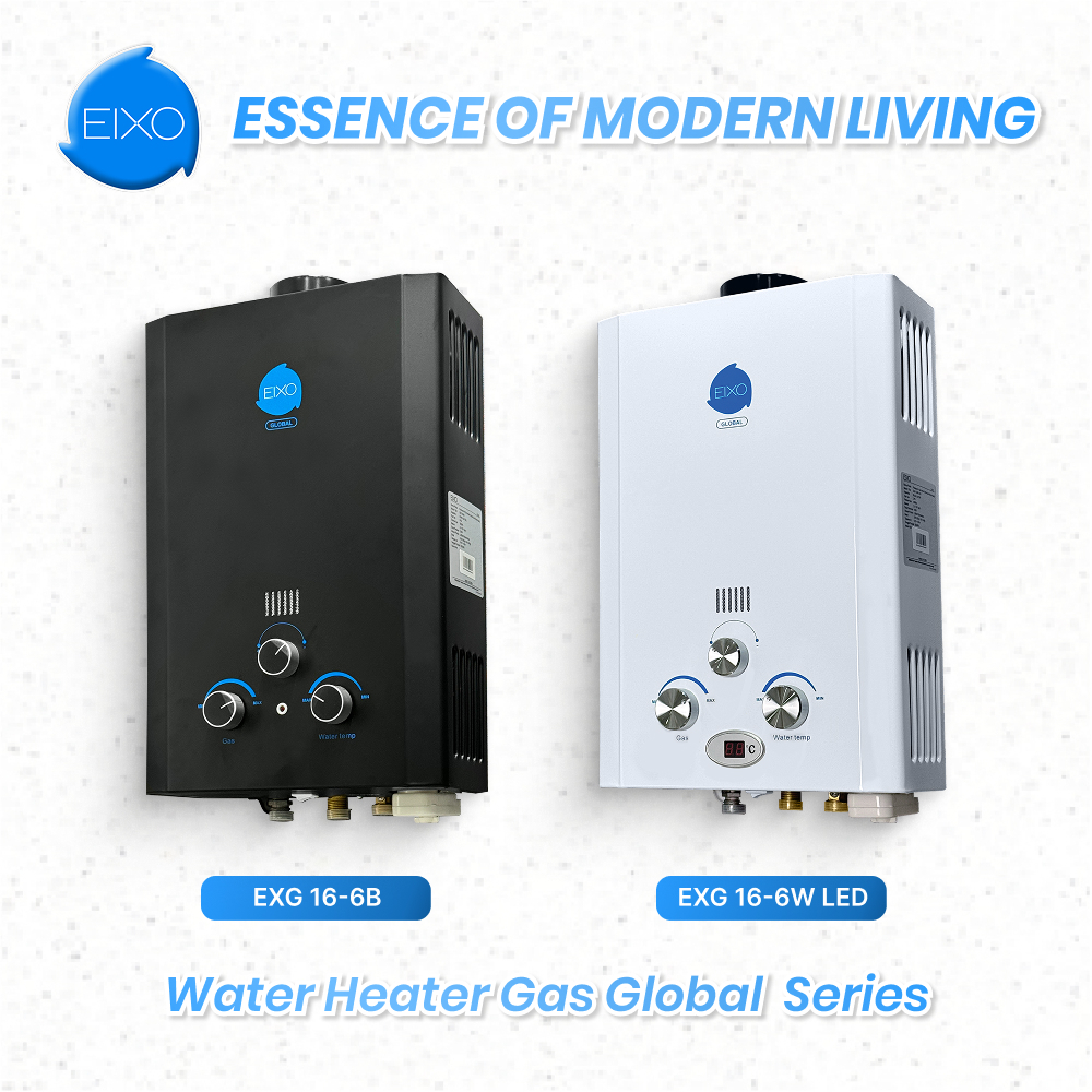 EIXO Water Heater Gas Pemanas Air Mandi 6 Liter Black White EXG 16-6
