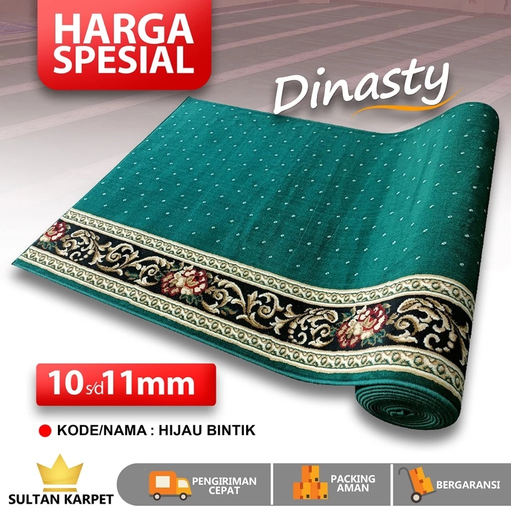 Sultan Karpet - Karpet Dinasty - Karpet Masjid Dinasty Tebal 11mm (Hijau Bintik) - Karpet Meteran - 