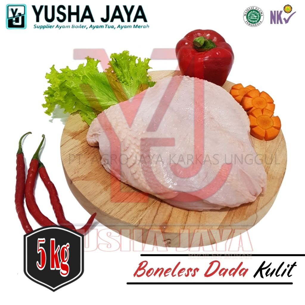 Fillet Dada Ayam Dengan Kulit 5kg, Boneless Dada Kulit, Fillet Dada Ayam Fresh, Fillet Dada Grosir 5