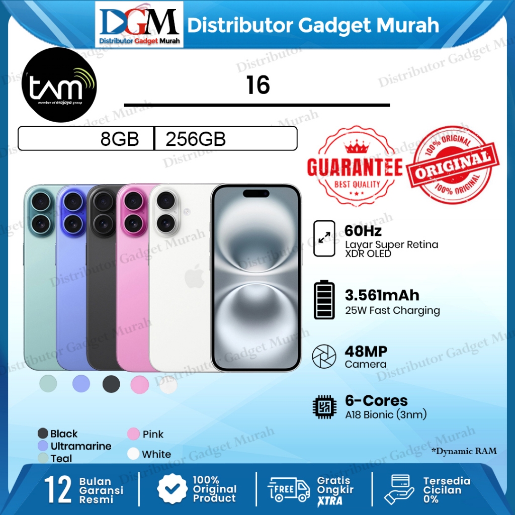 [TAM] Apple iPhone 16 256GB NEW GARANSI TAM