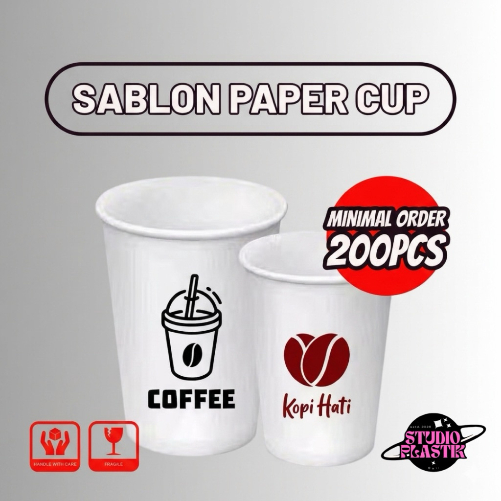 FAST Sablon Paper Cup Custom Hot Paper Cup 8oz 12oz Free Desain